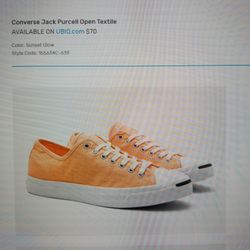 Converse Jack Purcell Open Textile 155634C Sunset Glow, Size Men 9.5 Women 11