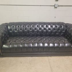 Vintage Real Leather 'Chesterfield' Tufted/Nailed Sofa