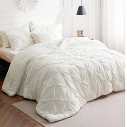 Bedsure Full Size Comforter Sets - Bedding Sets Full 7 Pieces, Bed in a Bag Ivory Bed Sets with Comforter, Sheets, Pillowcases & Shams, Adult & Kids B