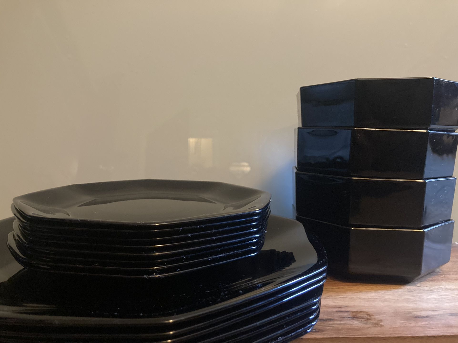 Vintage Black Arcoroc France Dish Set of 26