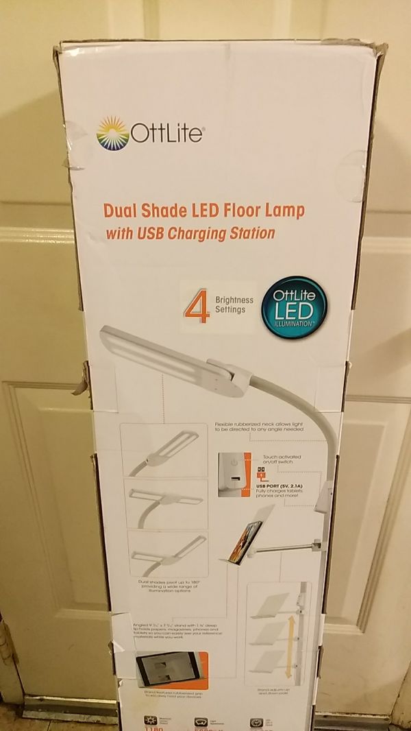 Dual Shade Led Floor Lamp With Usb Charging Station For In 100