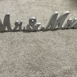 Silver Glittery Mr. & Mrs. Wood Sign