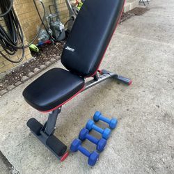 Bench and weights 