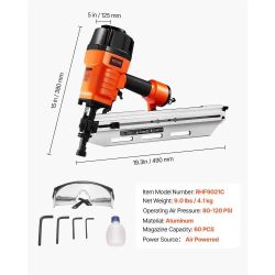 Framing Nailer, 80-120PSI Air Nail Gun, 2" to 3-1/2" 21 Degree Full Round Head Pneumatic Framing Nailer with Tool-Less Depth Adjustment & Dual Trigger