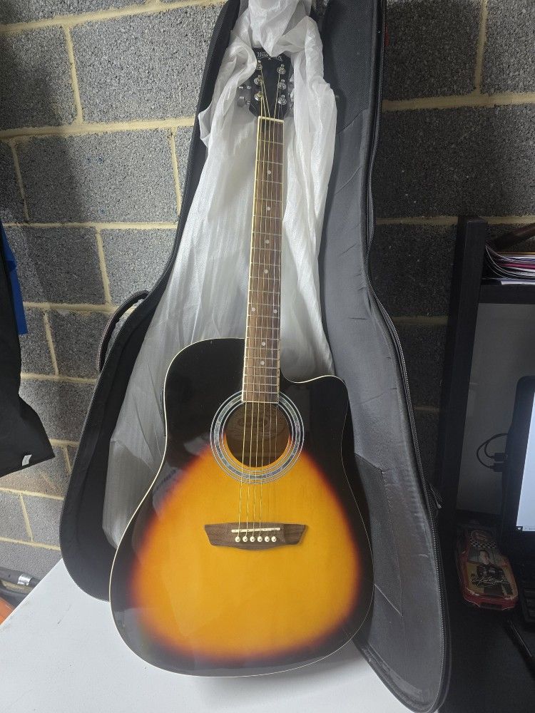 Washburn WA90CE VSB Acoustic Guitar w/ Cutaway + Gig Bag – New Condition