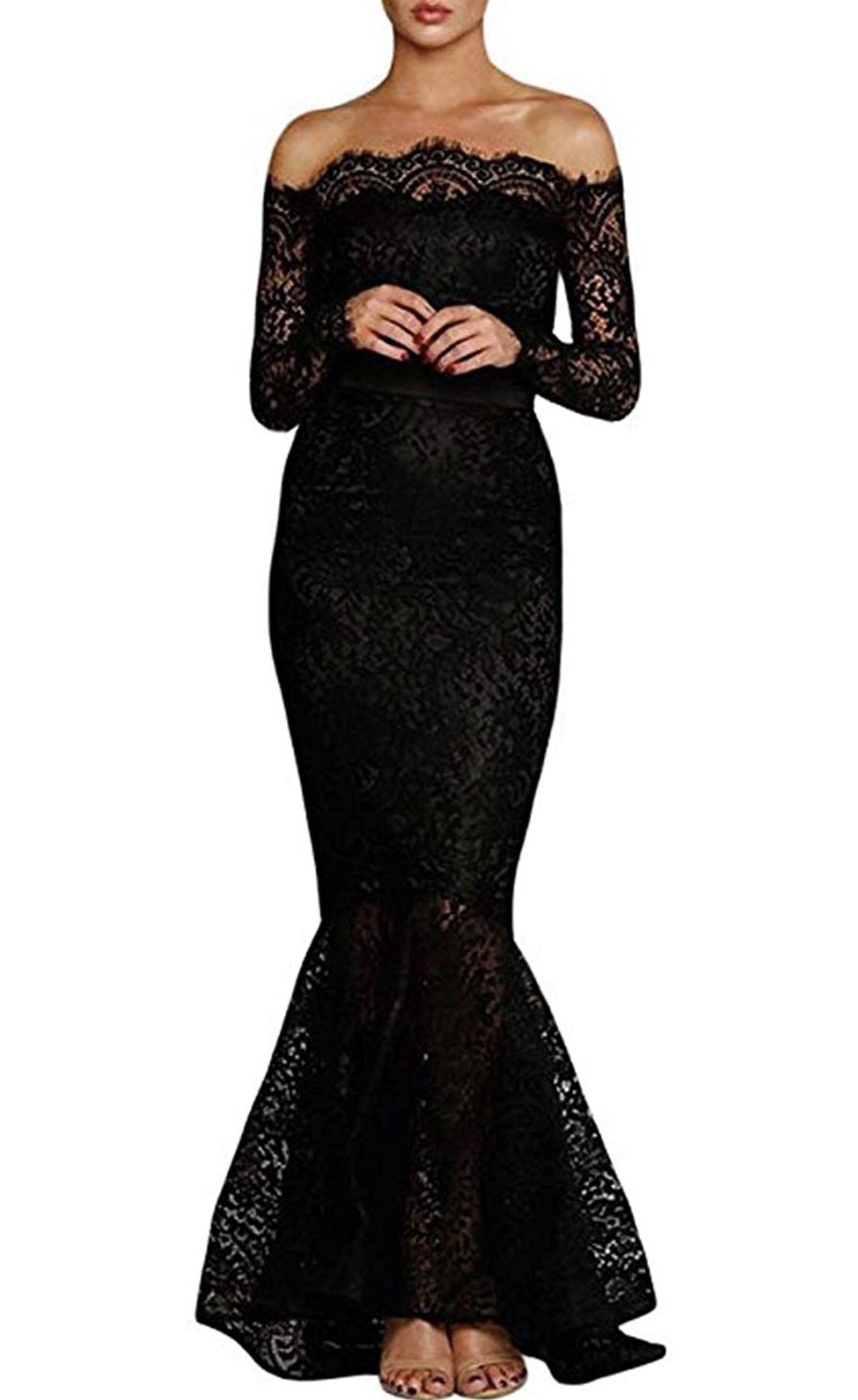 Black lace evening dress /gown