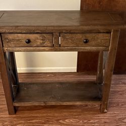 Wooden Entry Table With Drawers