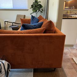 Brand New Orange Velvet Couch 