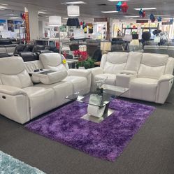 Amazing Offer✨Beautiful White Power Reclining Sofa&Loveseat Available In Grey 