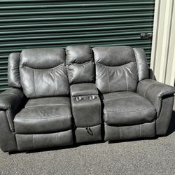 FREE DELIVERY Gray Dual Reclining Loveseat with Outlets, USB Ports, and Storage!