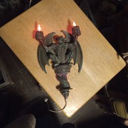 Gargoyle With Flaming Light Candles - $15