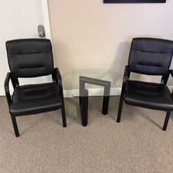 Modern Office Guest Chair Set with Glass Table