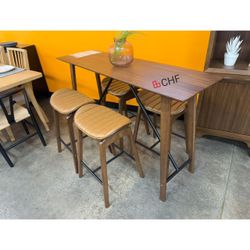 Mid Century Modern 5 Piece Counter Height Dining Table Set 