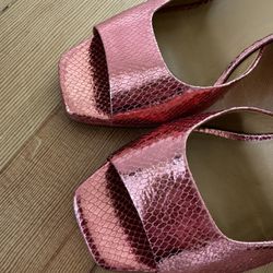 Sezane Italian High Heel Sandals Shoe Pink Size 11