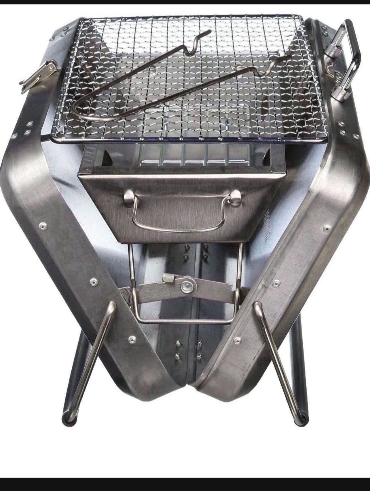 🔥 Mini Charcoal Grill, Portable Backpack Stainless Steel BBQ Grill, Foldable Outdoor Accessories for Camping, Picnic, Beach