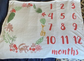 Month Milestone fleece blanket and heart