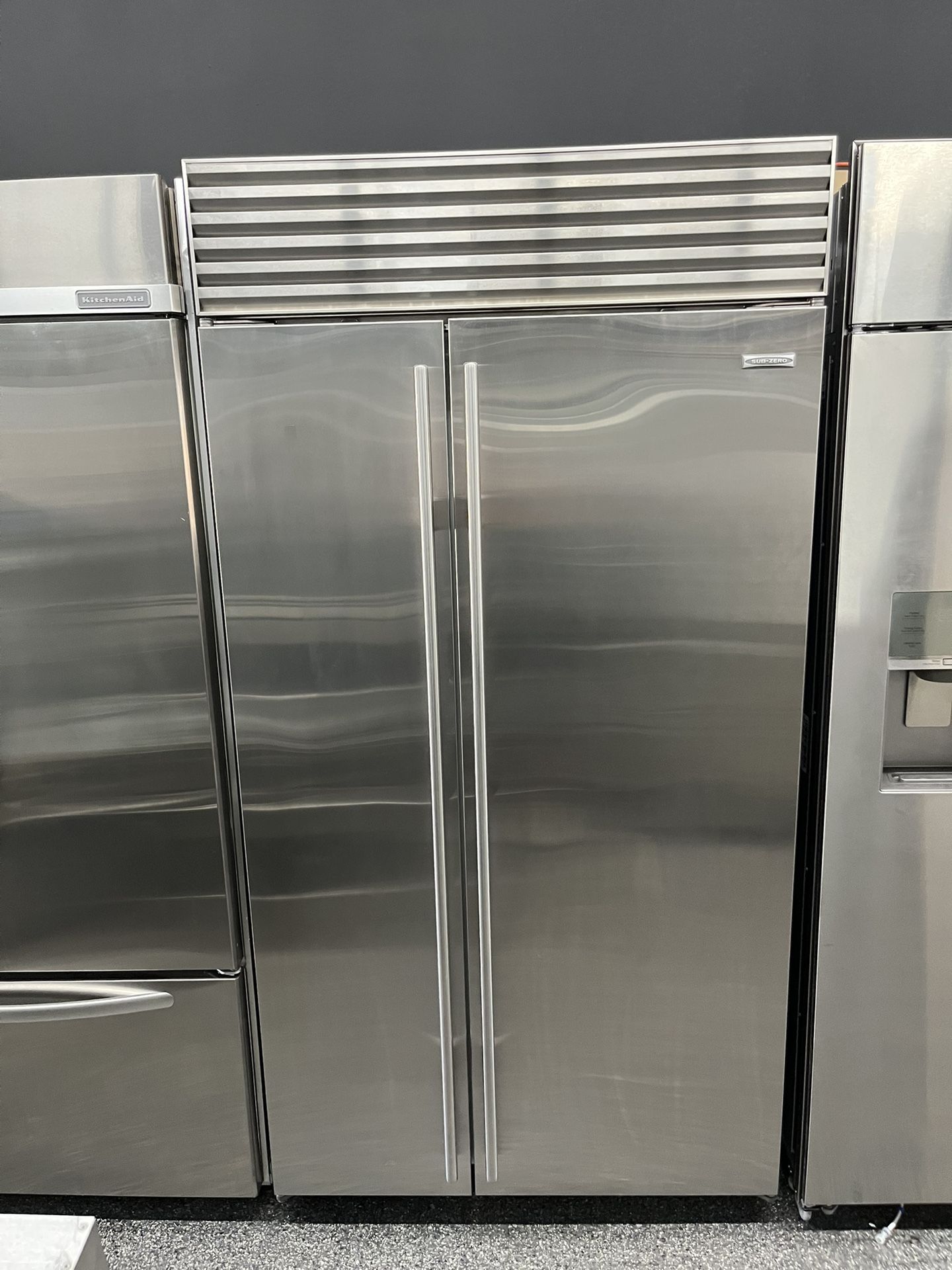 Stainless Steel Sub-Zero 42” Fridge Built In Side By Side