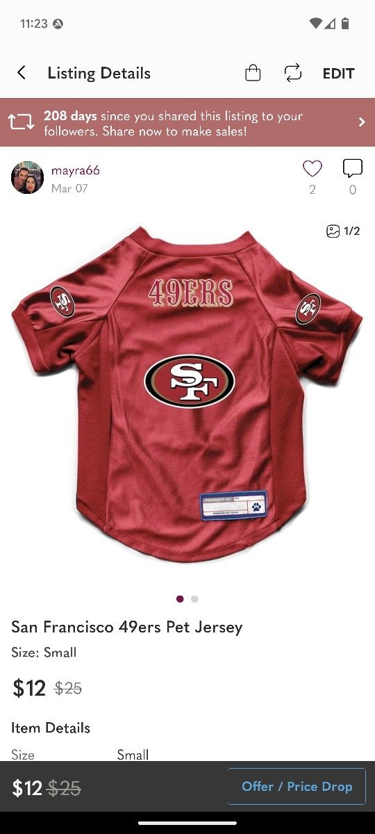 49ers Pet Jersey.