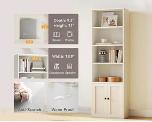 Modern 5-Tier Display Shelf with Doors