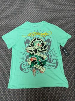 Authentic Ed Hardy Rhinestone Tee Green/mint