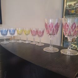 Vintage 1960s Reims French Crystal Wine Glasses