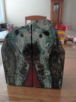 Polished Stone Mineral Bookends Pair