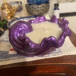 Purple And Silver Resin Candle Holder Candle