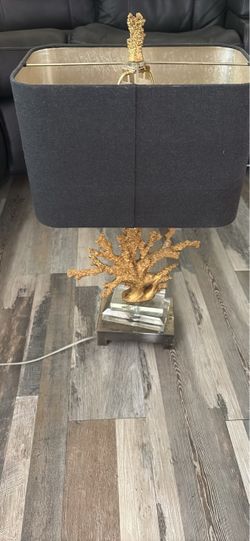 Coral Branch Table Lamp with Black Shade