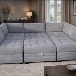 Thomasville Tisdale 6-Piece Modular Sectional with Storage Ottoman – Gray Costco Couch