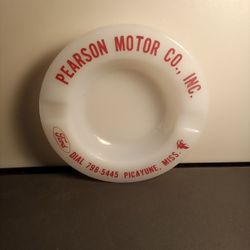 Old Ford Pearson Motor Co. White Milk Glass Ashtray