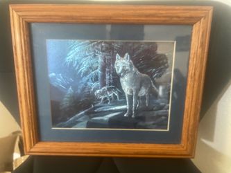 Framed Wolf Art Print with Wood Frame