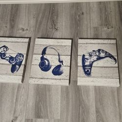 Wall Art - Xbox Controller, Playstation Controller, And Headphones