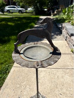 Antique Cast Iron Greyhound Art Deco Smoking Stand Brass? Standing Ashtray Ash