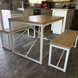 Modern Dining Table with 2 Benches