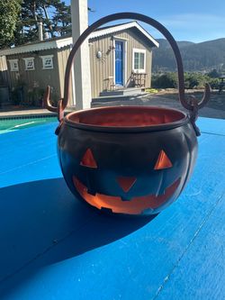 Vintage Copper Halloween Jack-O-Lantern Candy Bucket