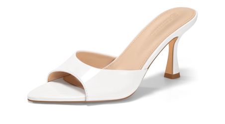 White Patent Heeled Mule Sandals