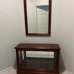 PULASKI wood console and mirror set
