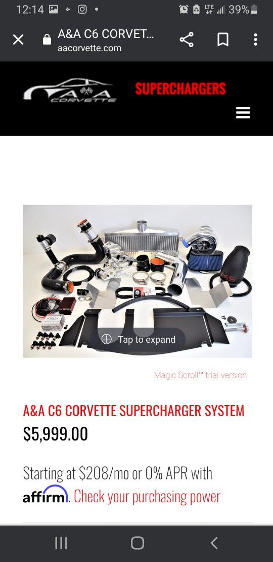 A&A Corvette Supercharger Kit