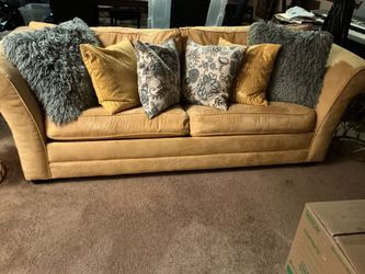 Yellow suede sofa chair Free
