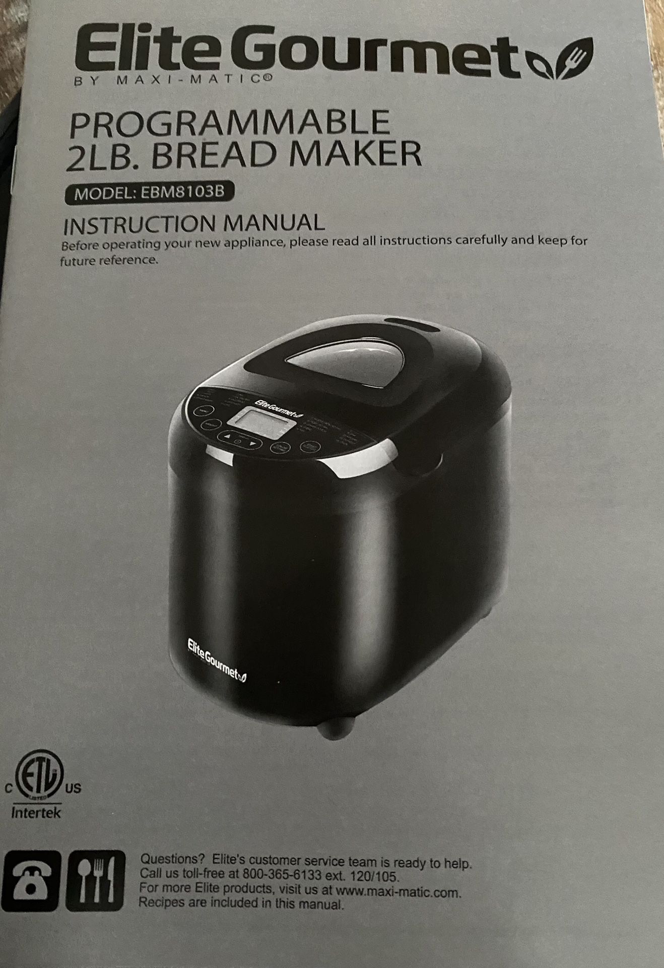 Elite Gourmet 2lb Programmable Bread Maker