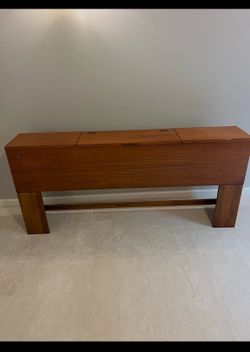 Vintage Mid-Century Teak-Style Full Bedroom Set - Storage Headboard, Dresser/ Chest