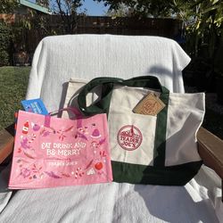 New Trader Joe’s Large Green Tote & Pink Gift Bag