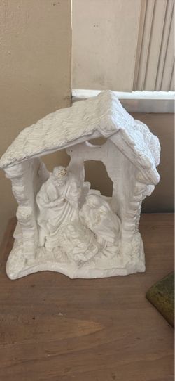 White Ceramic Nativity Scene Figurine