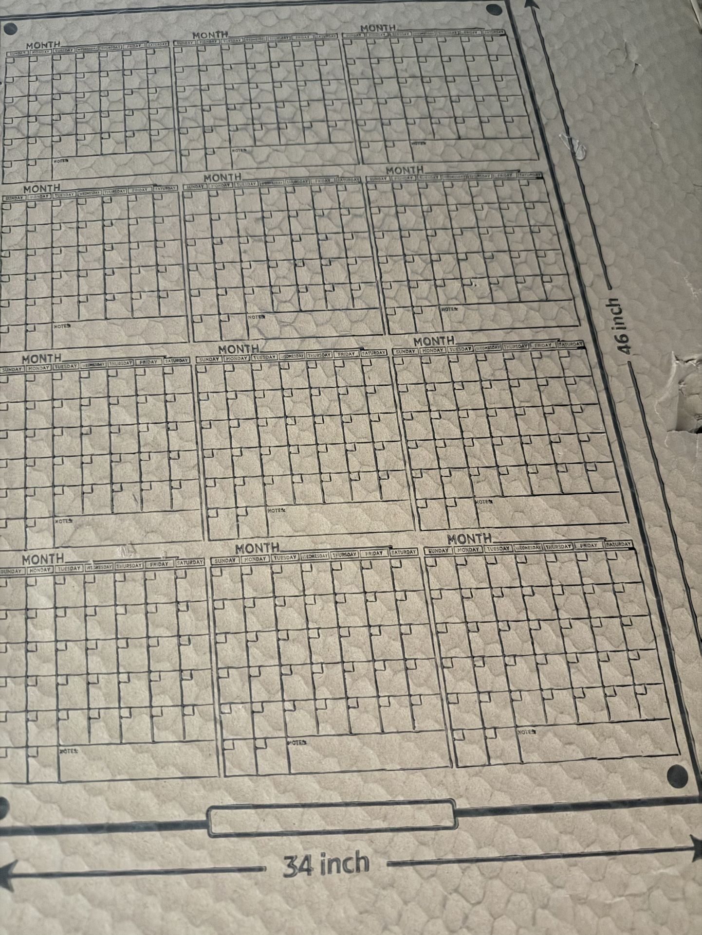 Yearly Calendar Dry Erase Glass