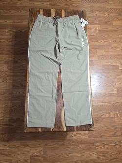 LRG Lifted Research Group Nylon Track Pants. Khaki Tan/White Piping Size Large