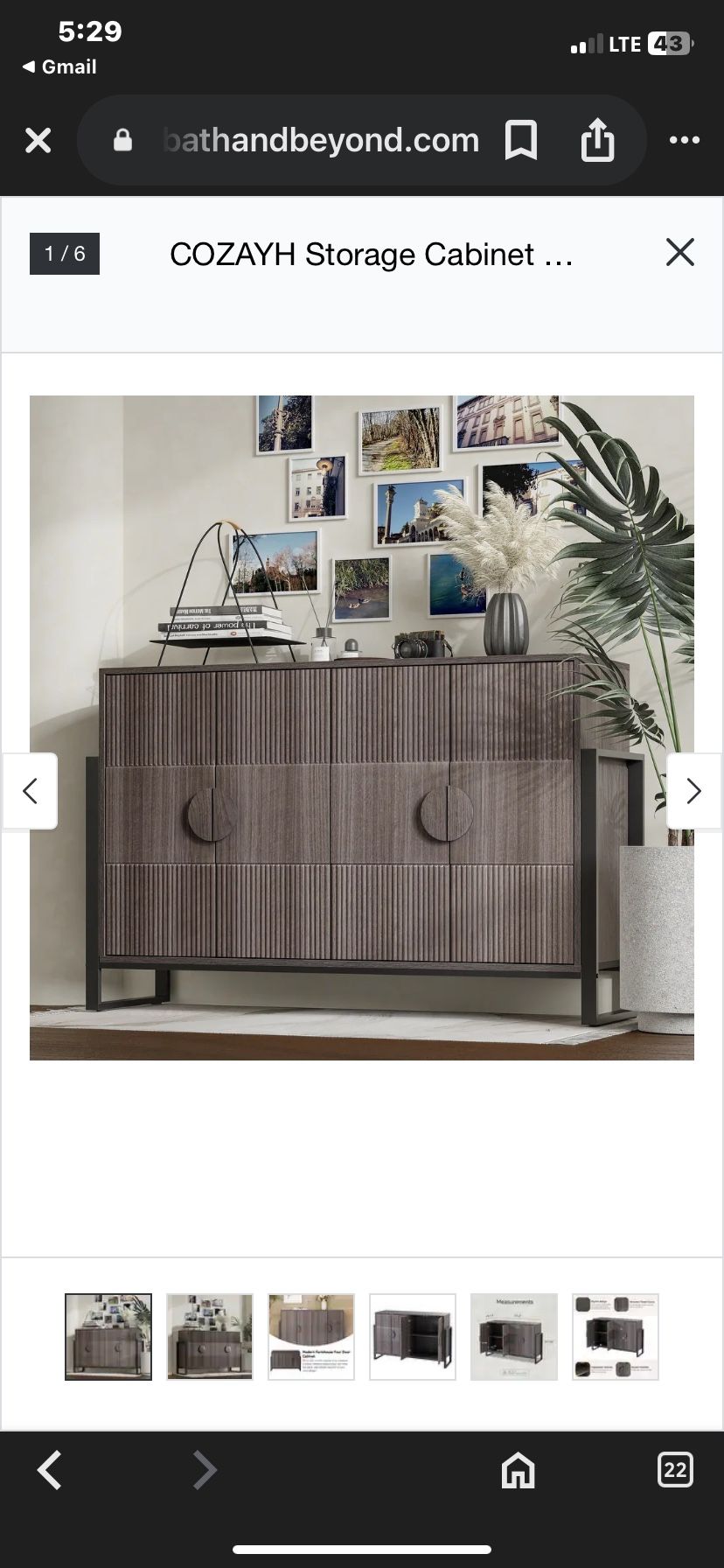 Wood Media Console with Storage Shelf, Grey