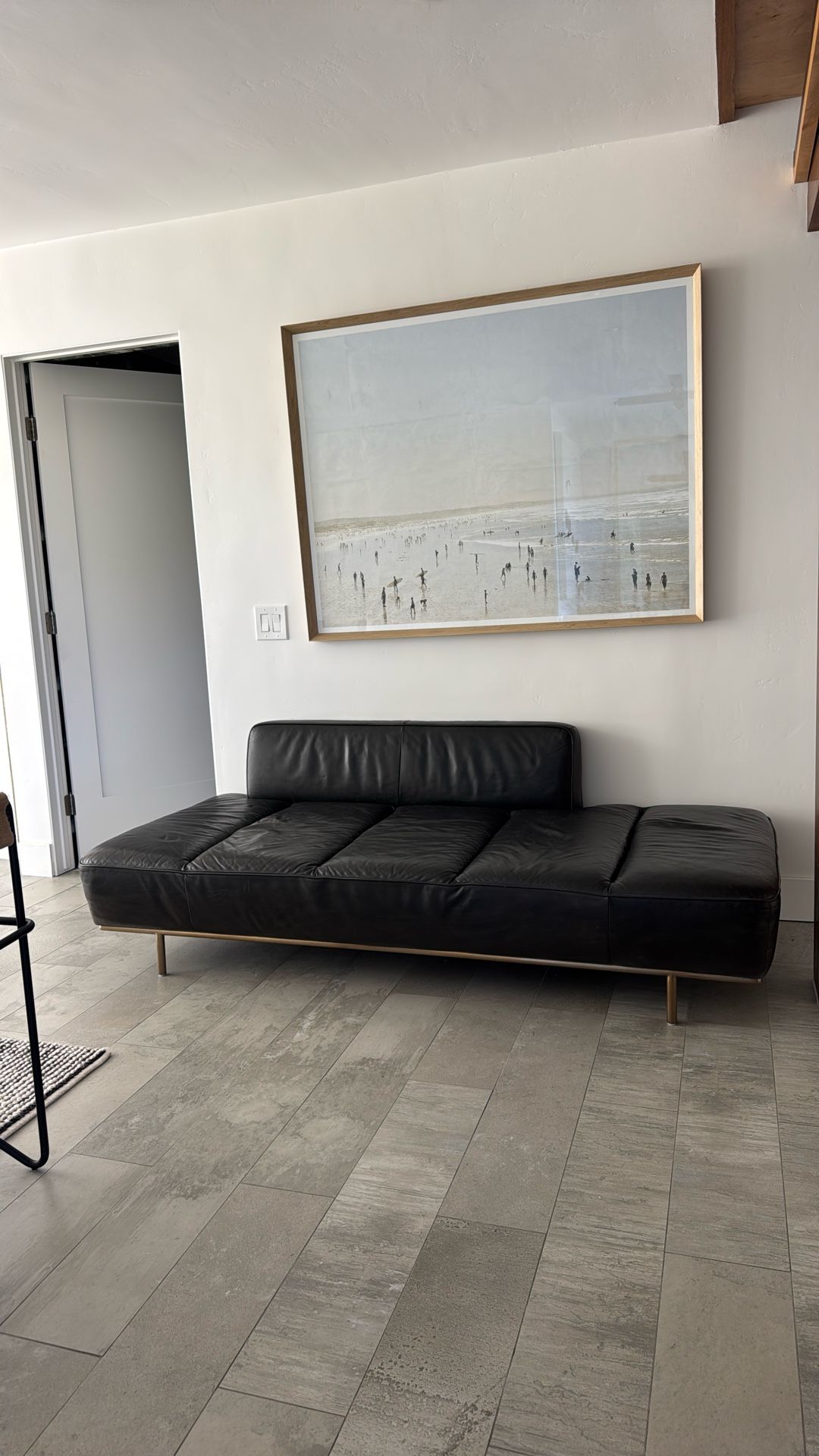 CB2 Leather Chaise Couch Modern