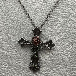 Cross Rose Necklace 