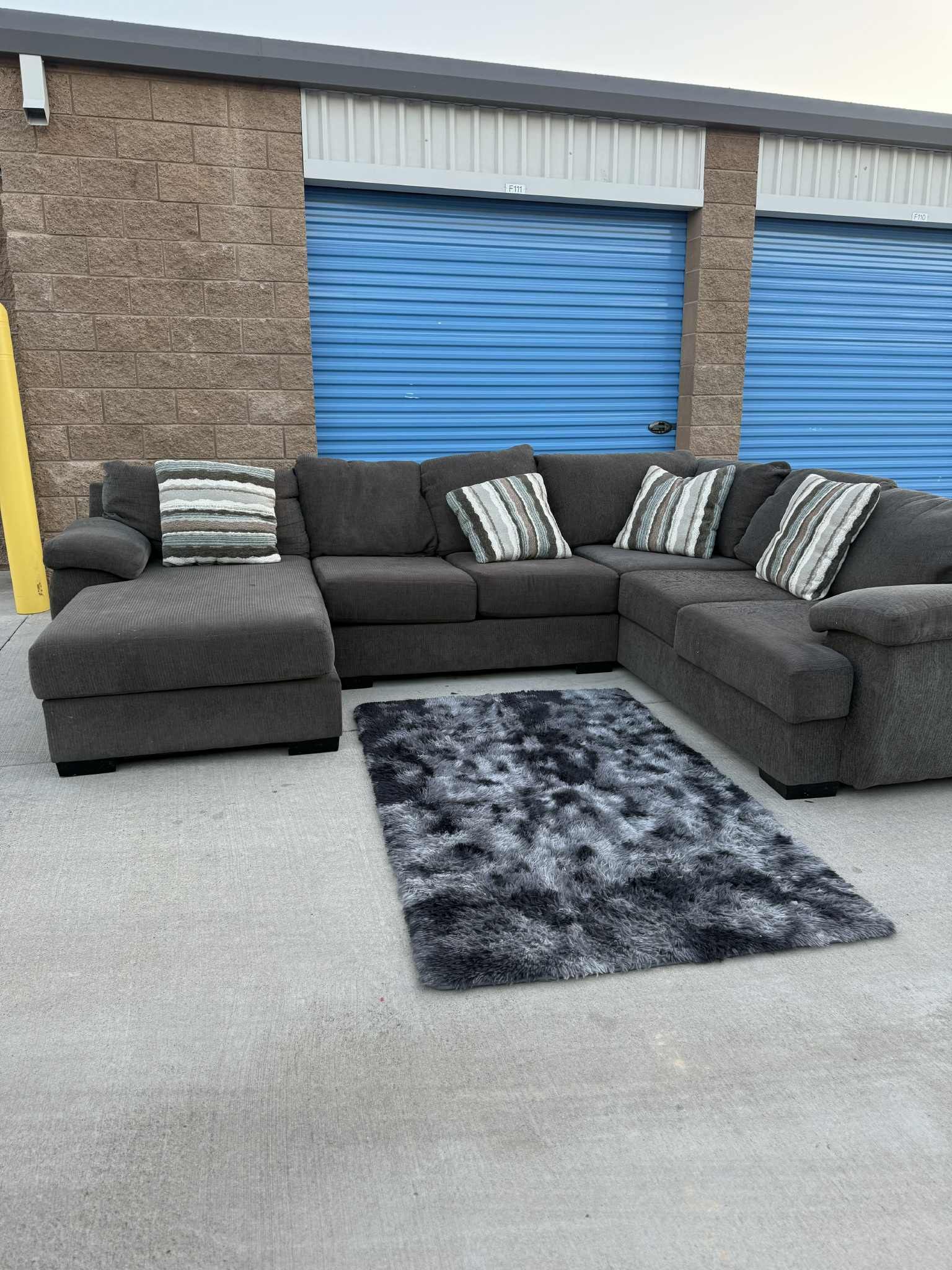 Large Sectional Couch Dark Gray 