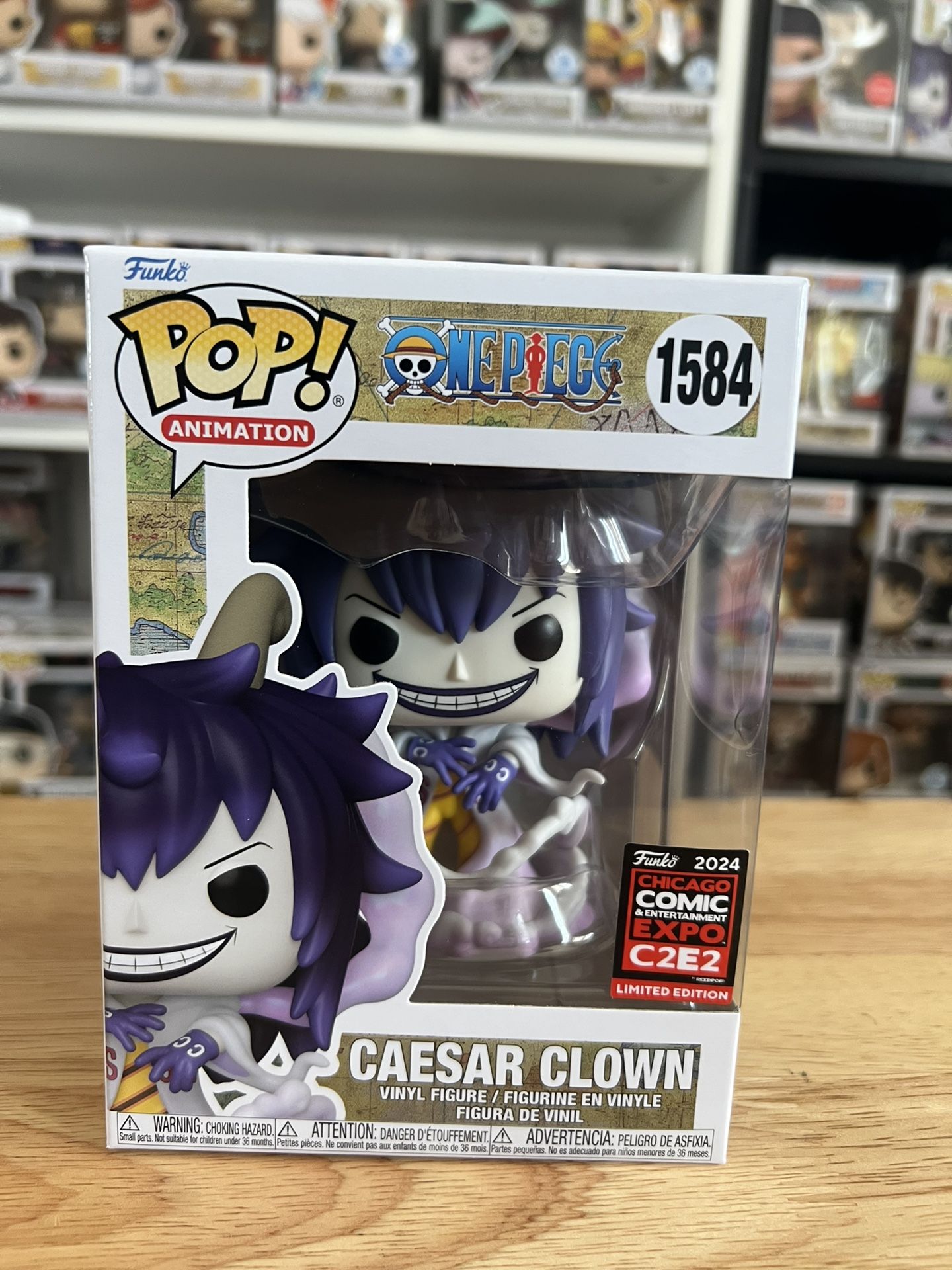IN HAND C2E2 EXPO OFFICIAL CON STICKER Caesar Clown Funko Pop #1584 One Piece
